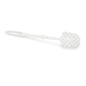 La brosse WC Nölle Profi Brush de Nölle Profi Brush Bürsten- & Pinseltechnik e.K. a une petite tête ronde de 65 mm de diamètre, mesure 38 cm de long et a un design en plastique blanc avec un trou ovale à l'extrémité du manche.