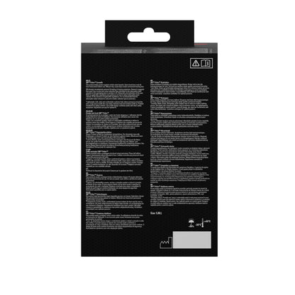 Das Bild zeigt die Rückseite einer schwarzen Verpackung für 3M™ PELTOR™ Optime™ I Kapselgehörschutz H510A, SNR-Wert 27 dB, Gelb (1 Stück) von 3M Deutschland GmbH. Auf der Verpackung sind mehrere Blöcke mit weißem Text und der Größe "S/M" zu sehen.