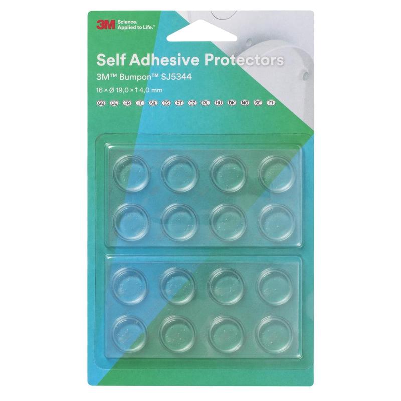 Mini pack de tampons élastiques 3M™ Bumpon™ SJ5344BL, transparent, 16 pièces, 19,1 x 4,1 mm, adhésif acrylique A-20 | Paquet (16 pièces)