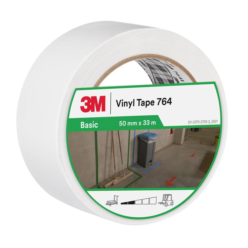 Ruban PVC à usage général 3M™ 764, blanc, 50 mm x 33 m, 0,13 mm, emballé individuellement | Paquet (1 rouleau)