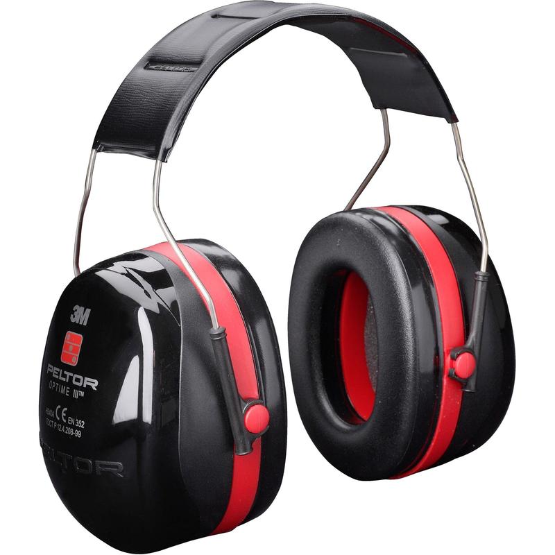 Cache-oreilles 3M™ PELTOR™ Optime™ III, noir/rouge, bandeau, H540A-411-SV | Paquet (1 pièce)