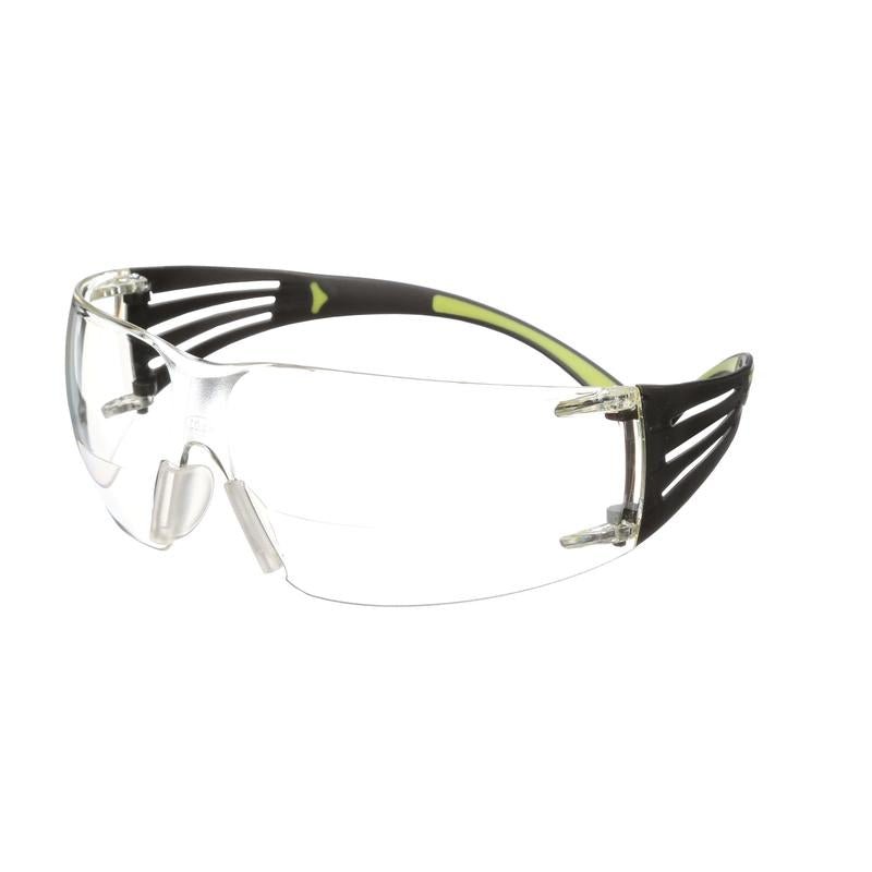 Lunettes de sécurité 3M™ SecureFit™ 400 Reader, branches noires/vertes, revêtement anti-rayures/antibuée, lentille Power Clear +2,0, SF420AS/AF-EU, 20 par paquet | Paquet (1 pièce)
