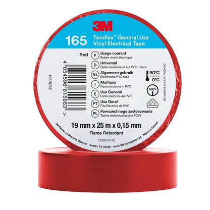 Ruban isolant en vinyle 3M™ Temflex™ 165 rouge