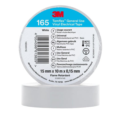 Ruban isolant en vinyle 3M™ Temflex™ 165, blanc - Ruban isolant électrique