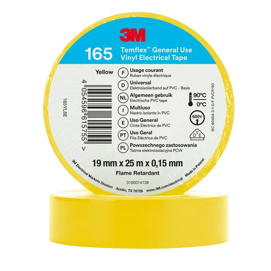 Ruban isolant en vinyle 3M™ Temflex™ 165 jaune