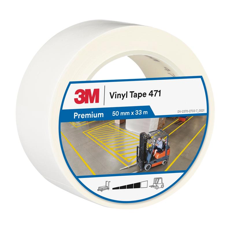 Ruban PVC souple 3M™ 471, blanc, 50 mm x 33 m, 0,14 mm, emballé individuellement | Paquet (1 rouleau)