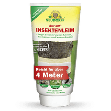 Aurum InsektenLeim de Neudorff Shop protège efficacement les arbres fruitiers contre les fourmis et les ravageurs - sans insecticides, agit sur 4 mètres. L'emballage montre un arbre enveloppé de colle.