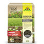 Der 2 kg Terra Preta BodenVerbesserer von Neudorff Shop deckt 20 m² ab und ist ideal zur Verbesserung von Rasen-, Obst- und Gemüseböden. Die deutsche Verpackung zeigt Setzlinge, Erde, BIO-Zertifizierung und ein Staubarm-Symbol.