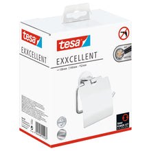 tesa Exxcellent Toilettenpapierhalter mit Deckel, Metall, verchromt, inkl. Klebelösung