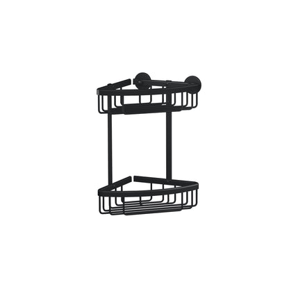 tesa ALUXX BLACK Eck-Duschkorb, zweistöckig, mattschwarz, für Dusche und Badewanne