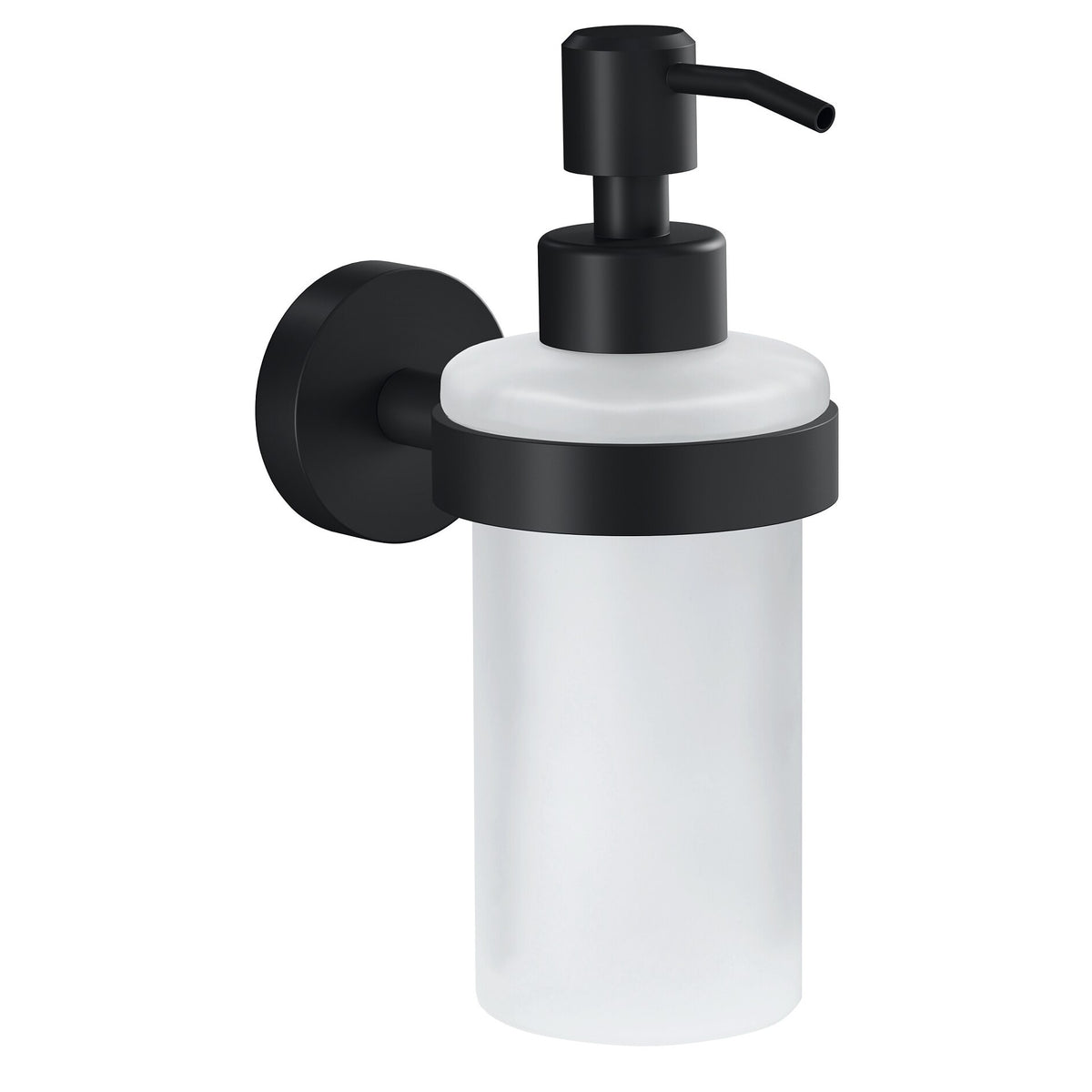 Distributeur de savon mural tesa MOON BLACK, noir mat, avec solution de fixation