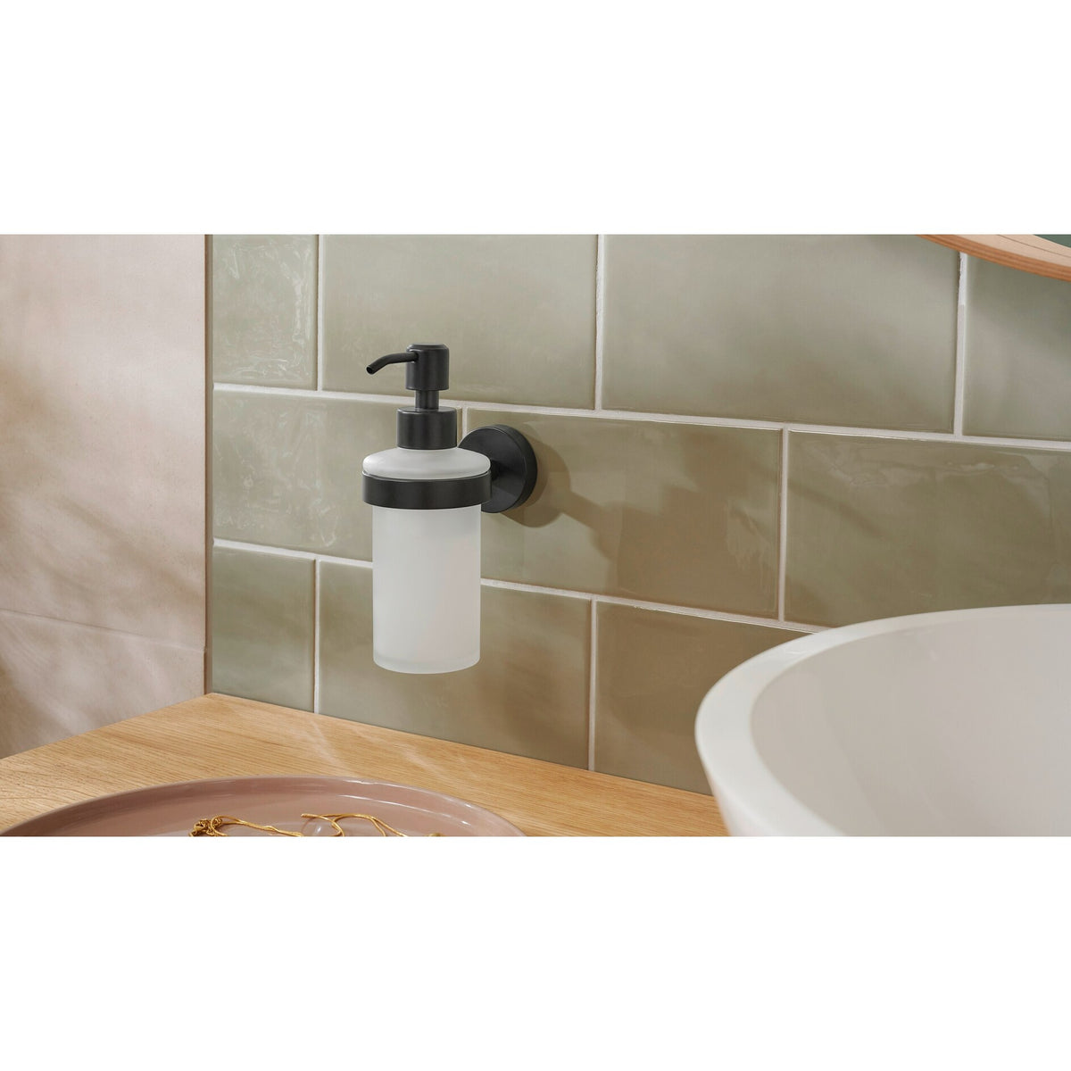 Distributeur de savon mural tesa MOON BLACK, noir mat, avec solution de fixation – Mode d'emploi