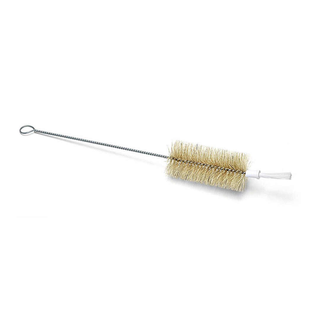 La brosse à bouteille en poils purs de Nölle Profi Brush de Nölle Profi Brush Bürsten- & Pinseltechnik e.K. dispose de poils naturels légers, d'un faisceau de poils blancs et d'une longue tige en métal avec un œillet de suspension.