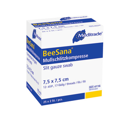 Compresse à fentes de gaze BeeSana®, stérile, 12 fois (50 pièces)