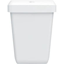 Der CWS ParadiseLine Abfallbehälter Paper Bin ist ein schlichter, rechteckiger weißer Kunststoffbehälter (43 l) mit aufgesetztem Deckel und glatten Oberflächen, abgebildet auf weißem Hintergrund. Einfaches und funktionales Design mit nur einem kleinen Etikett auf dem Deckel.