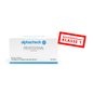 Une boîte blanche avec l'inscription "Alphacheck Professional Tampons alcoolisés 3 x 6 cm | Paquet (100 pièces)" de Berger Med GmbH contient 100 tampons alcoolisés (70% d'alcool isopropylique, 60mm x 30mm) pour la désinfection. Étiquette rouge sur le côté : "DISPOSITIF MÉDICAL CLASSE 1".