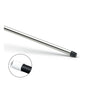 La tige en aluminium Nölle Profi Brush de 140 cm, partiellement gainée avec filetage (1 pièce) de Nölle Profi Brush Bürsten- & Pinseltechnik e.K. est représentée en biais sur un fond blanc, avec un cercle découpé montrant l'extrémité filetée en gros plan.