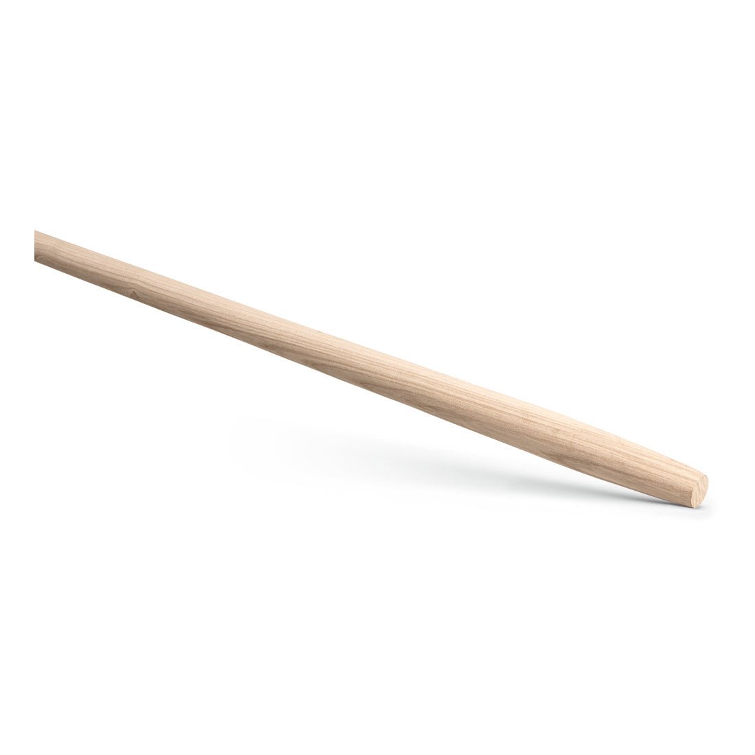 Un manche en bois clair et simple Nölle Profi Brush de 36 mm de diamètre conique pour racloirs à goudron, fourches à foin (de Nölle Profi Brush Bürsten- & Pinseltechnik e.K.), avec une extrémité arrondie et une coupe en biseau, illustré sur fond blanc.