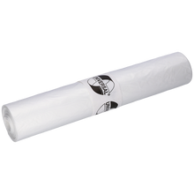 Eine Rolle EMIL DEISS KG (GmbH + Co.) DEISS 49009 Müllsäcke, 690x790x0,02 mm transparent (50 Stück), mit einem "UNIVERSAL"-Etikett, ist sauber verpackt und auf einem schlichten hellen Untergrund platziert.