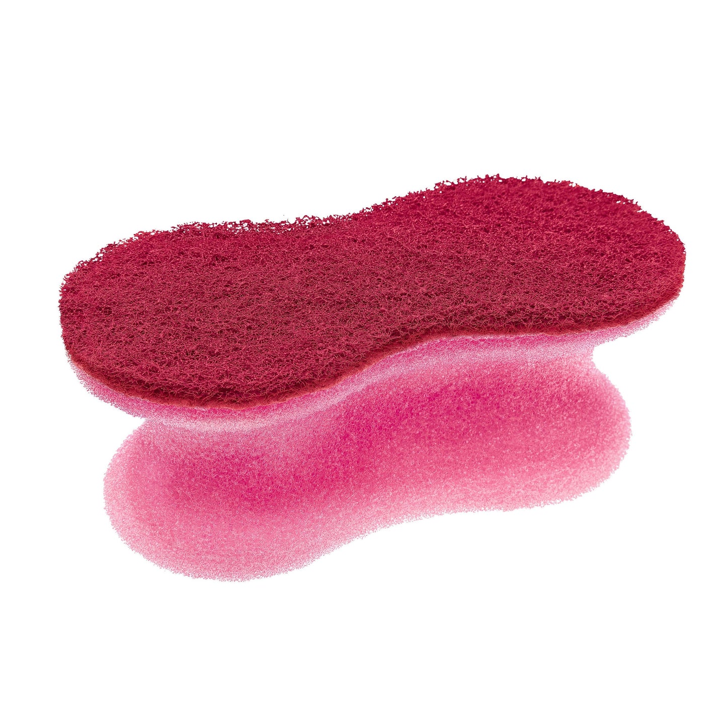 Der Scotch-Brite® Delicate Color Comfort nicht kratzender Reinigungsschwamm (2 Stück pro Packung) von 3M Deutschland GmbH bietet eine strukturierte Scheuerseite und eine weiche Schwammseite - ideal für empfindliche Oberflächen, isoliert vor weißem Hintergrund.