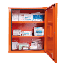 Armoire de premiers secours EUROSAFE orange, contenu standard selon la norme DIN 13169