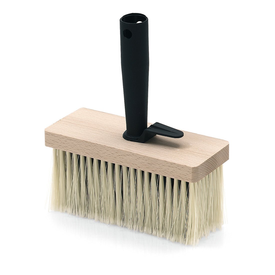 La brosse à plafond synthétique Nölle Profi Brush (17x7 cm, 70 mm de longueur de poil) de Nölle Profi Brush Bürsten- & Pinseltechnik e.K. a un fond en bois, de longs poils synthétiques et une poignée en plastique noir - idéale pour des travaux de peinture précis.