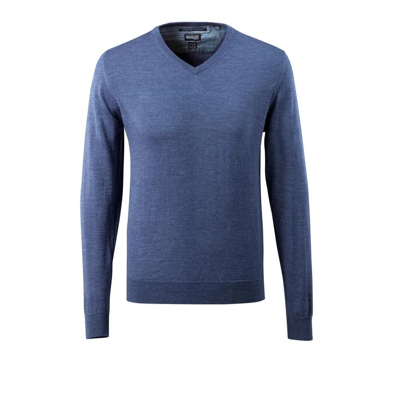 Pull tricoté col V, pull tricoté en laine mérinos