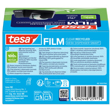 Dérouleur de table tesa DESK DISPENSER SMART RECYCLED avec ruban adhésif tesafilm CLEAR RECYCLED, transparent