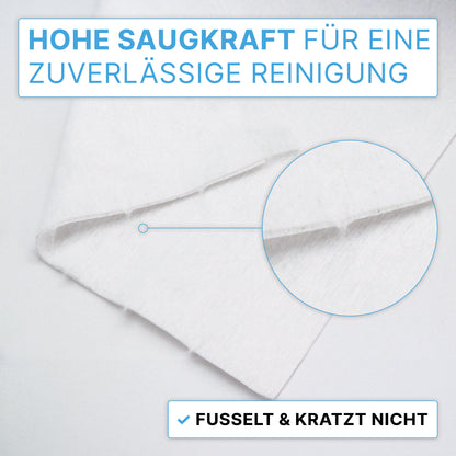Nahaufnahme eines weißen ARNOMED DRY WIPES Vliestuchs von ARNOWA GmbH, ideal für Flächendesinfektion oder als fusselfreies, saugfähiges Tuch zum Tränken mit Desinfektionsmittel. Die Struktur unterstreicht die zuverlässige Reinigung.