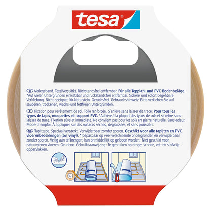 tesa 55731 Verlegeband, rückstandsfrei entfernbar, 10 m x 50 mm, weiß-transluzent