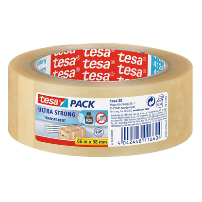 Ruban d'emballage transparent Tesapack Ultra Strong, 66 m x 38 mm