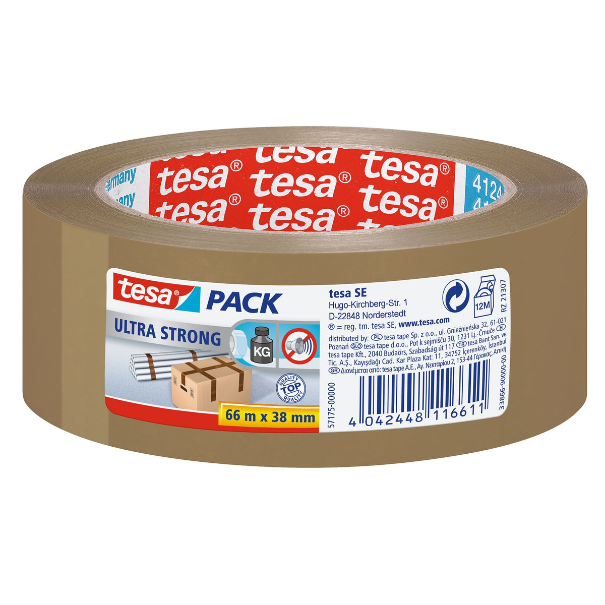 Ruban d'emballage Tesapack Ultra Strong, couleur chamois, 66 m x 38 mm