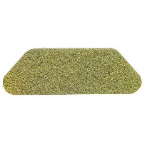 Le Twister S-Pad Jaune (45x15 cm) de Diversey Deutschland GmbH & Co. OHG est un tampon de restauration rectangulaire avec des coins arrondis pour le nettoyage des sols en pierre, illustré sur un fond blanc. Vendu dans une boîte (2 paquets).