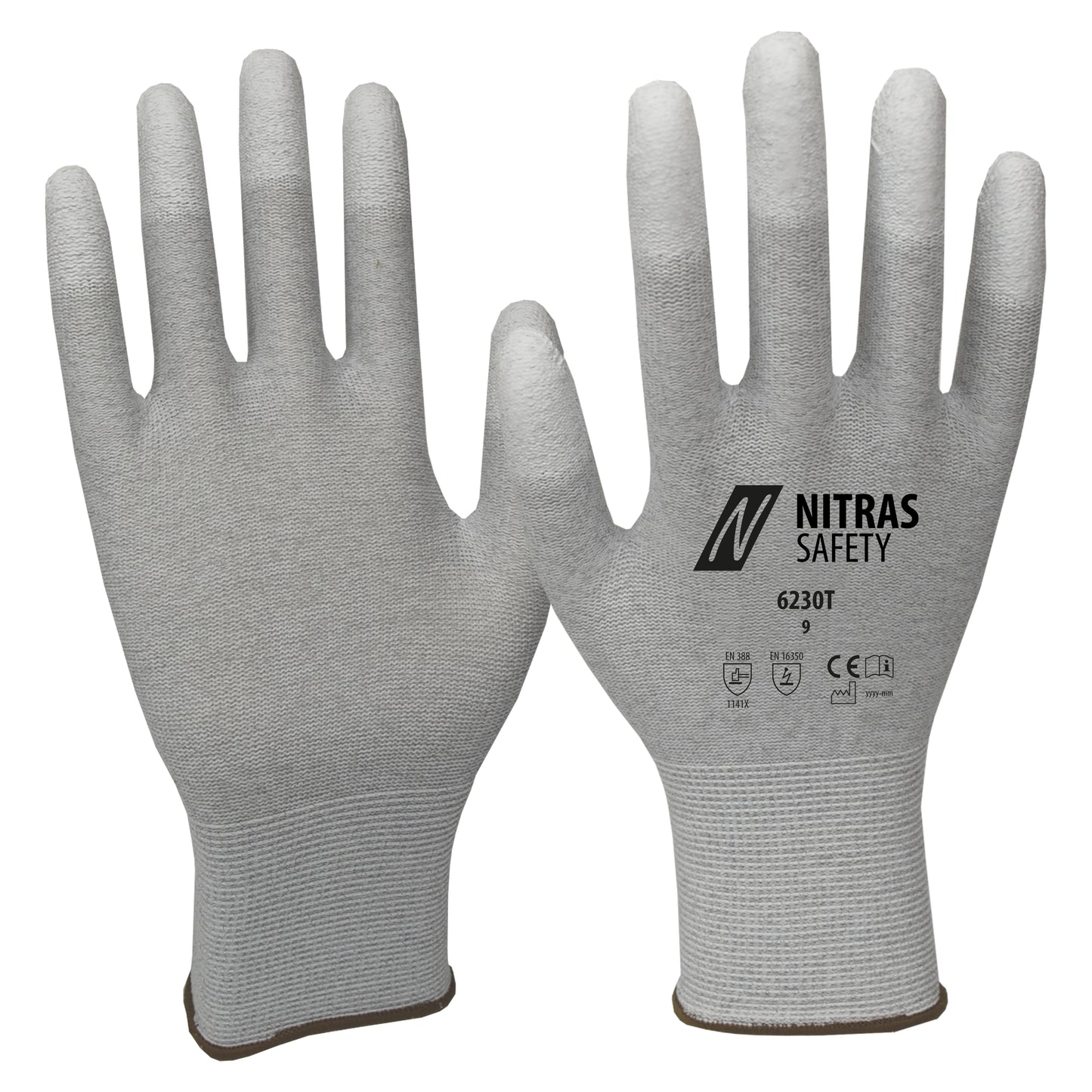 Gants antistatiques NITRAS, gris/blanc
