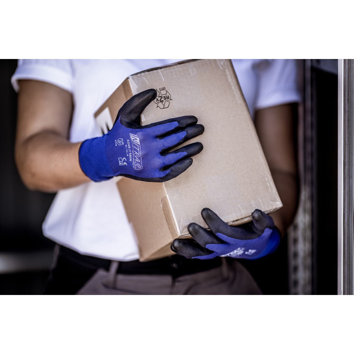 NITRAS SKIN, gants en nylon, bleu / noir