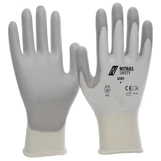 Gants de protection contre les coupures NITRAS, blanc / gris