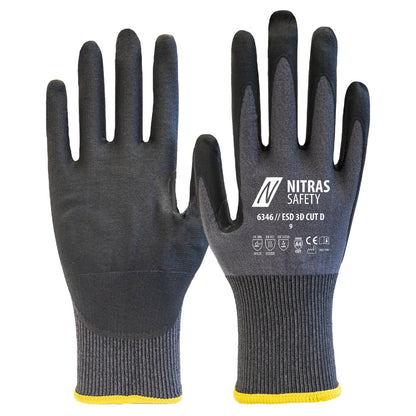 NITRAS ESD 3D CUT D, gants de protection contre les coupures, gris / noir