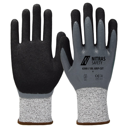 NITRAS OIL GRIP CUT, gants de protection contre les coupures, gris / noir