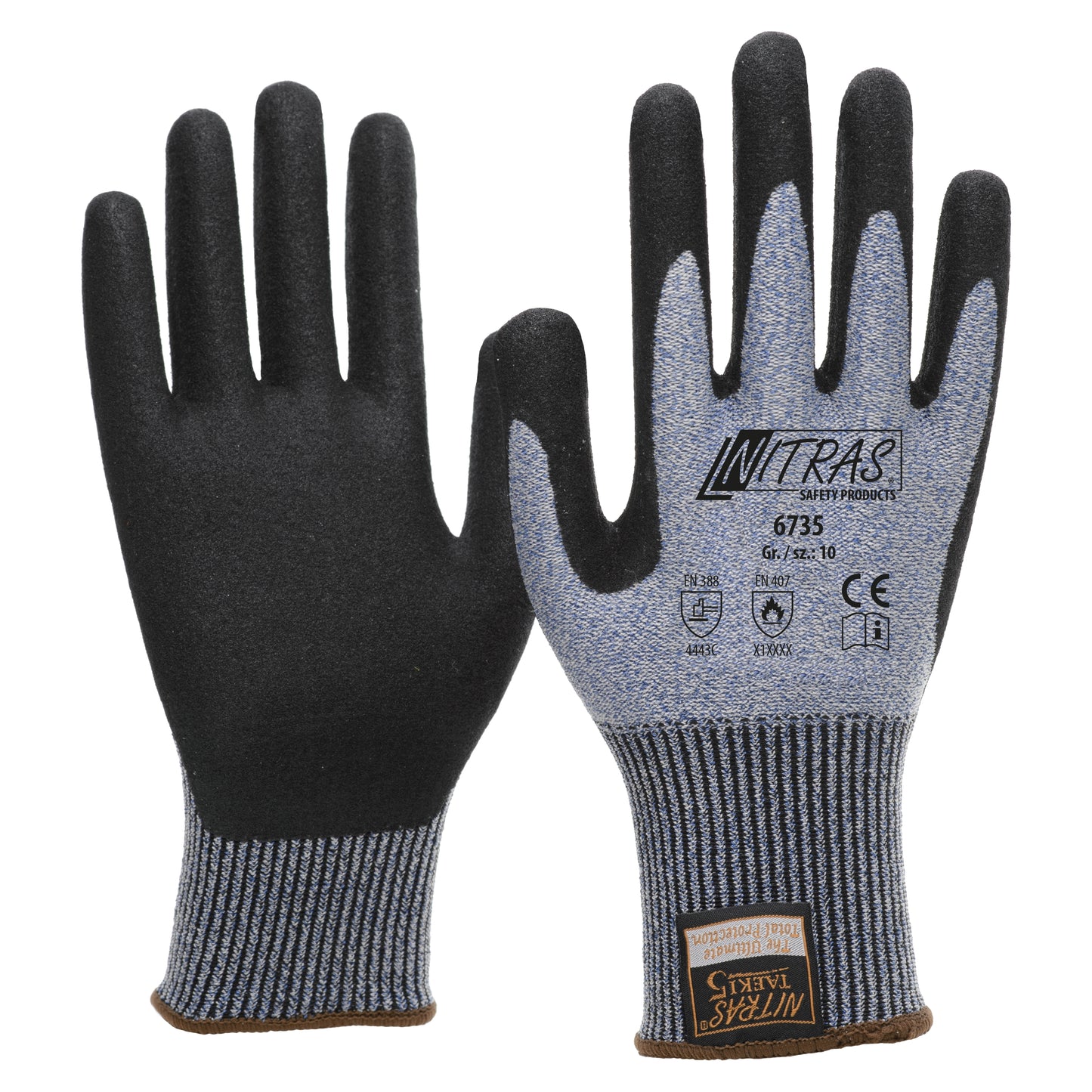 Gants de protection contre les coupures NITRAS TAEKI, bleu / noir
