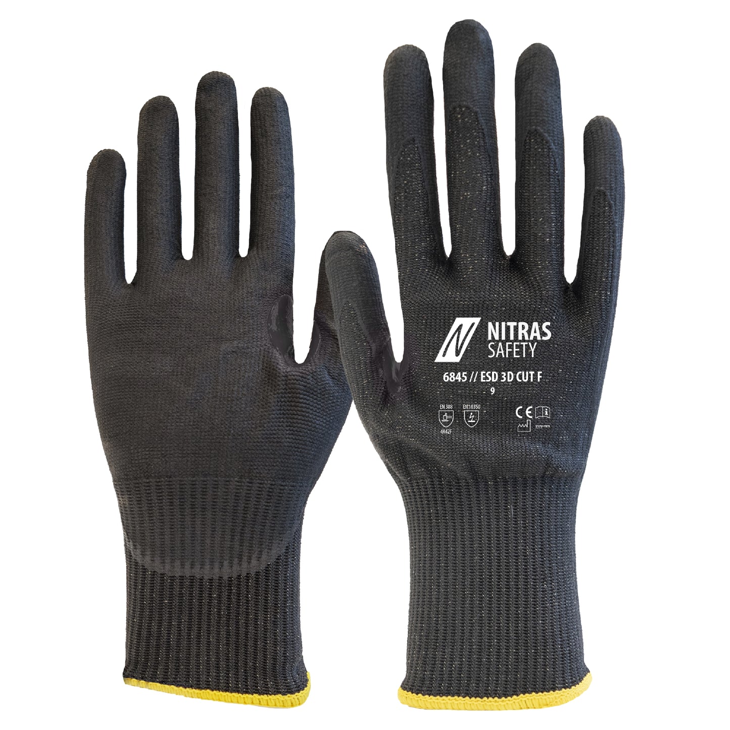 NITRAS ESD 3D CUT F, gants de protection contre les coupures, noirs