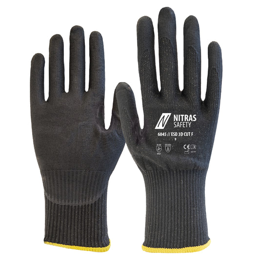 NITRAS ESD 3D CUT F, gants de protection contre les coupures, noirs