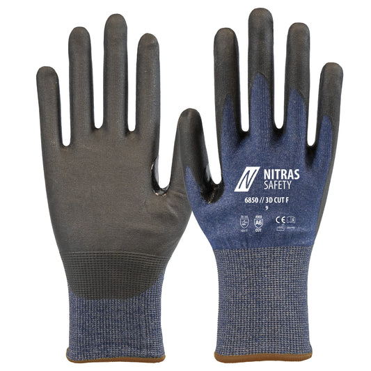 NITRAS 3D CUT F, gants de protection contre les coupures, bleu marine / noir