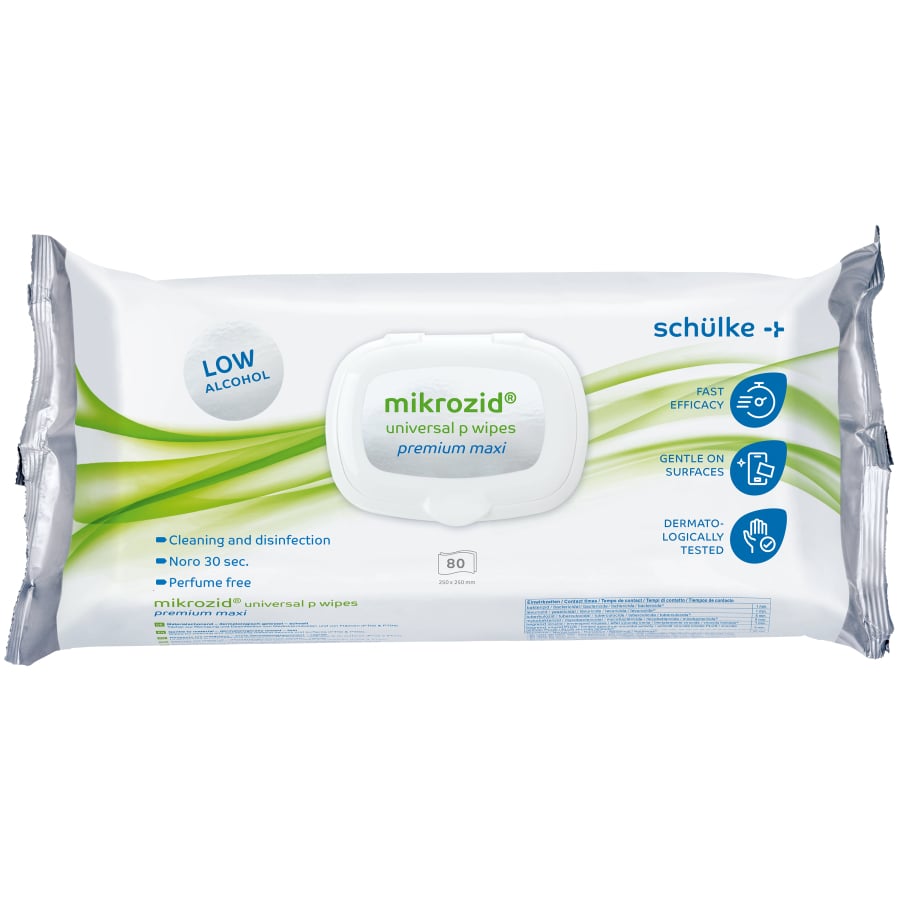 Schülke lingettes désinfectantes mikrozid® universal p wipes premium - Premium Maxi | Pack (80 lingettes)