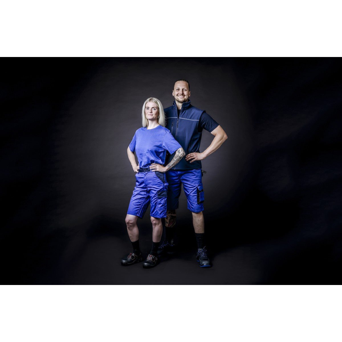 NITRAS MOTION TEX PRO FX, pantalon de travail, court, bleu roi / noir