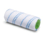 Le rouleau de peinture en nylon Nölle Profi Brush 18 cm, Ø 48 mm, hauteur de poil 6 mm de Nölle Profi Brush Bürsten- & Pinseltechnik e.K. est représenté sur fond blanc avec des rayures bleues et un noyau vert, conçu pour les meilleurs résultats de peinture.