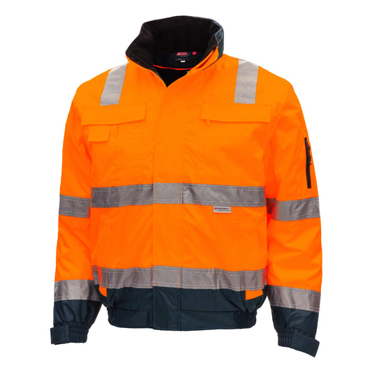 NITRAS MOTION TEX VIZ PLUS, veste pilote haute visibilité, orange fluo / bleu marine