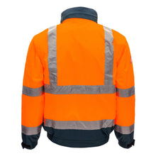 NITRAS MOTION TEX VIZ PLUS, veste pilote haute visibilité, orange fluo / bleu marine