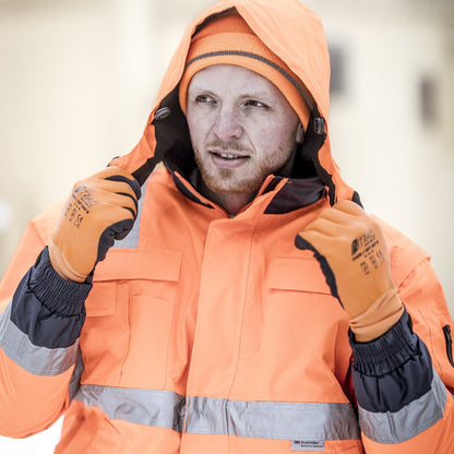 Capuche hiver amovible NITRAS, orange fluo, polyester OEKO-TEX : 100% | Paquet (1 pièce)