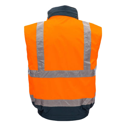 NITRAS MOTION TEX VIZ PLUS, veste pilote haute visibilité, orange fluo / bleu marine