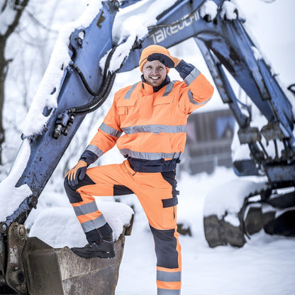 NITRAS MOTION TEX VIZ PLUS, veste pilote haute visibilité, orange fluo / bleu marine